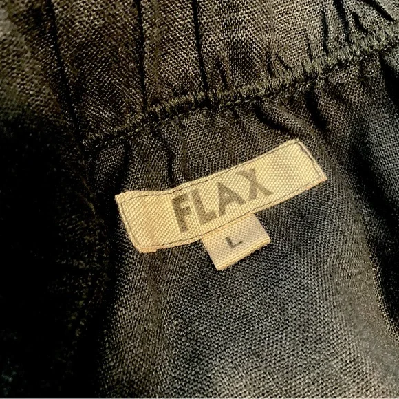 FLAX sz Large Linen Skirt Stretch Waist Pull On Black - Picture 5 of 5